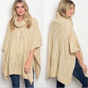 Cowl neck poncho sweater